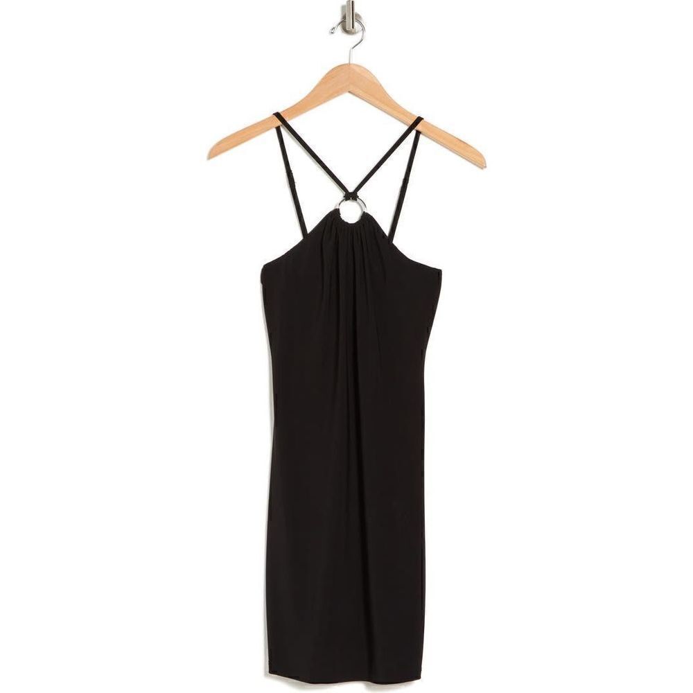 Bebe Halter Neck O-Ring Minidress New